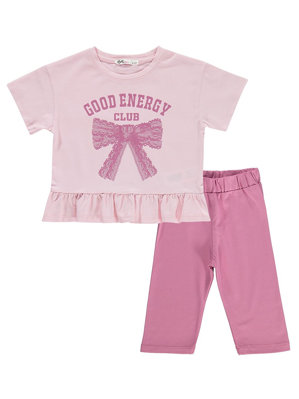 Pembe Girls Good Energy Clup Baskılı 2-5 Yaş Takım - Pudra 5-6 Yaş-2