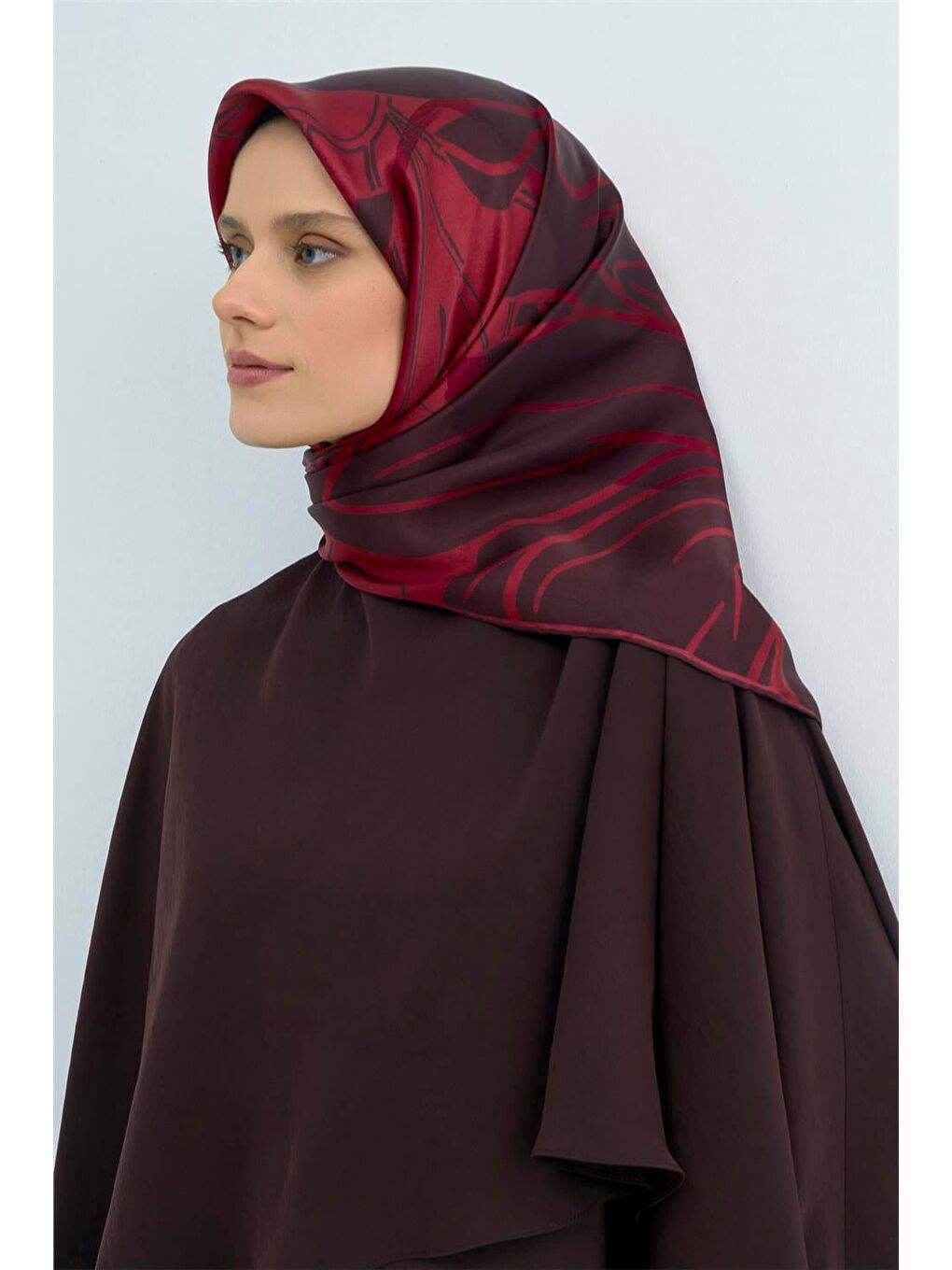 Bordo Saf İpek Twill Eşarp 9553D 34
