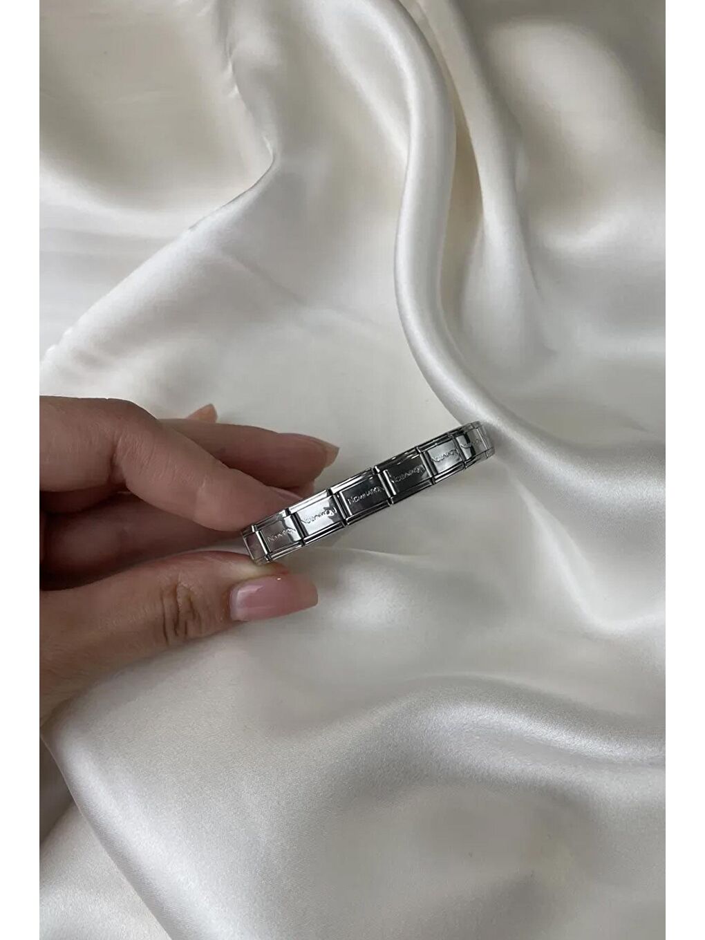 Gri İtalyan Paslanmaz Çelik Nonim Bileklik-1