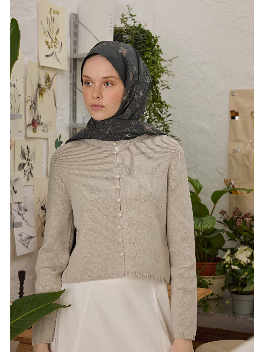 Aster Desen Şal Antrasit-3