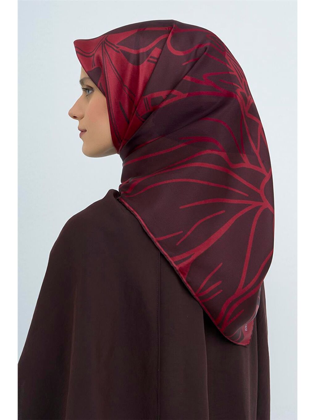 Bordo Saf İpek Twill Eşarp 9553D 34-1