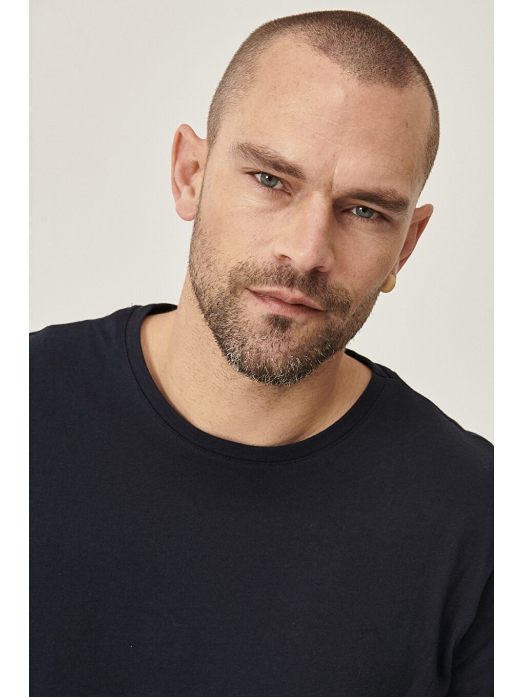 Erkek Lacivert Slim Fit Bisiklet Yaka 2'li Düz Tişört Paketi-4