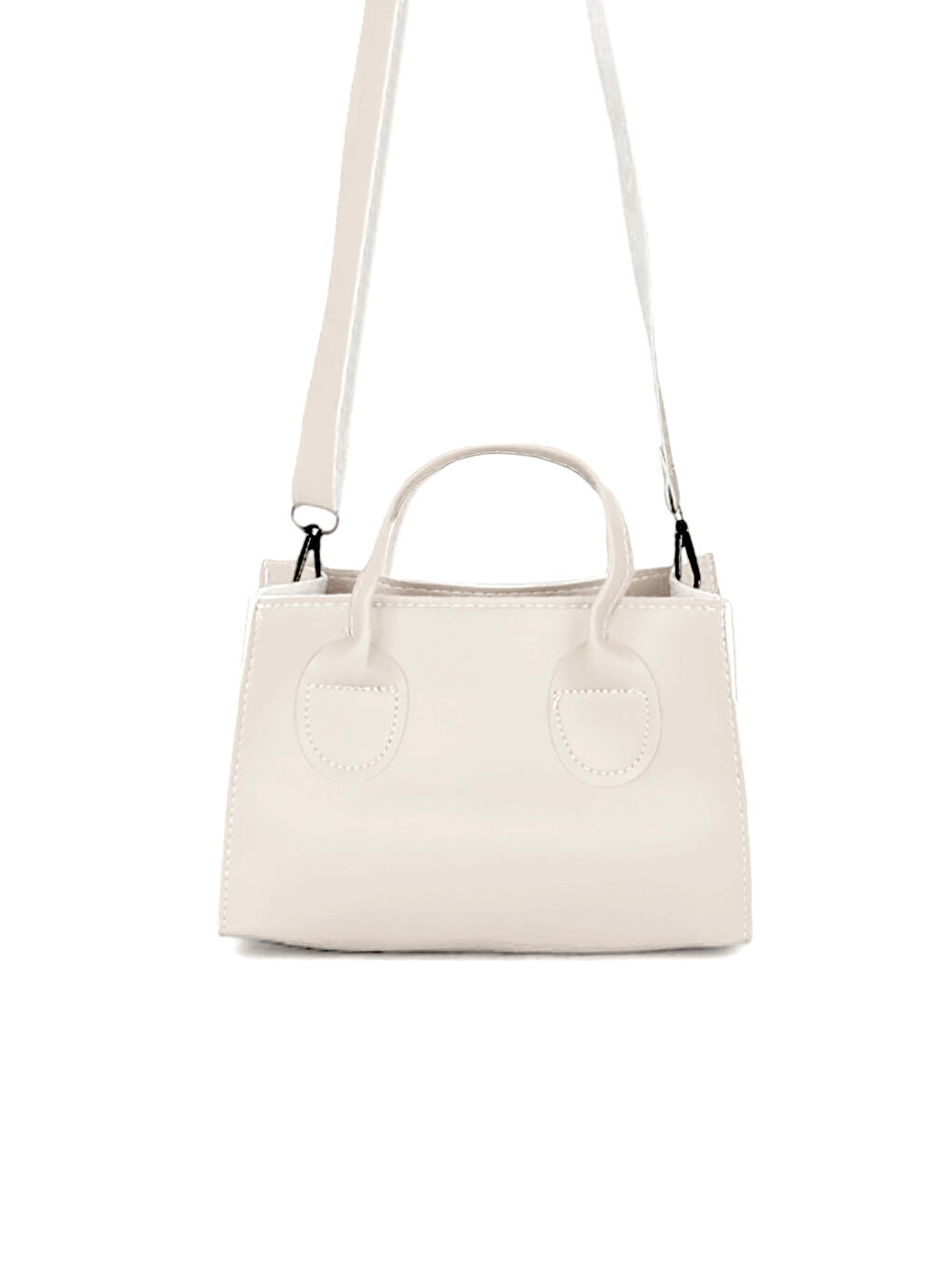 Kadın Beyaz Mini Boy Suni Deri Askılı El ve Omuz Çantası-1