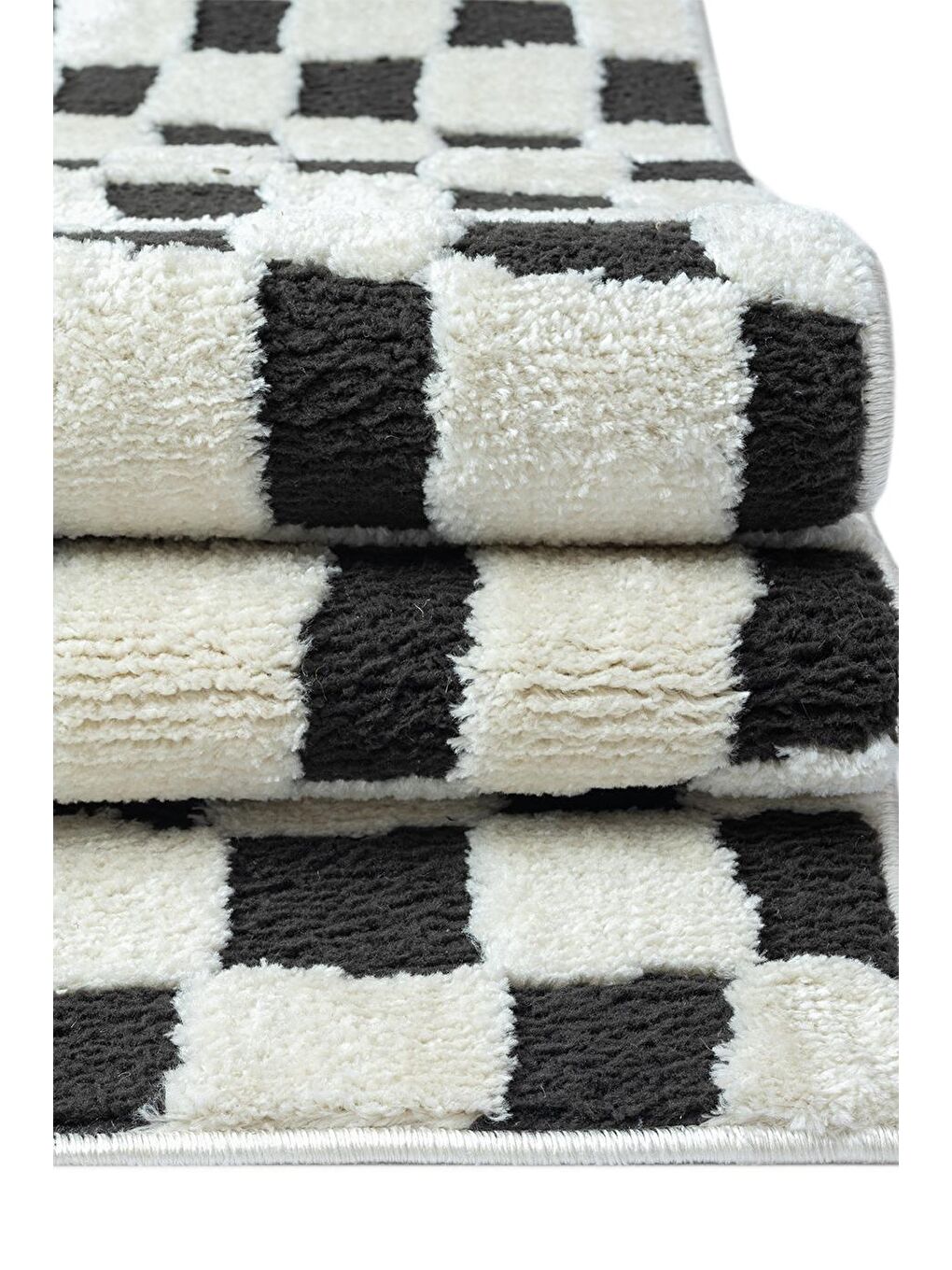 Siyah Jung 7185 Modern Dokuma Yumuşak Post Shaggy Halı-80x300 cm-1