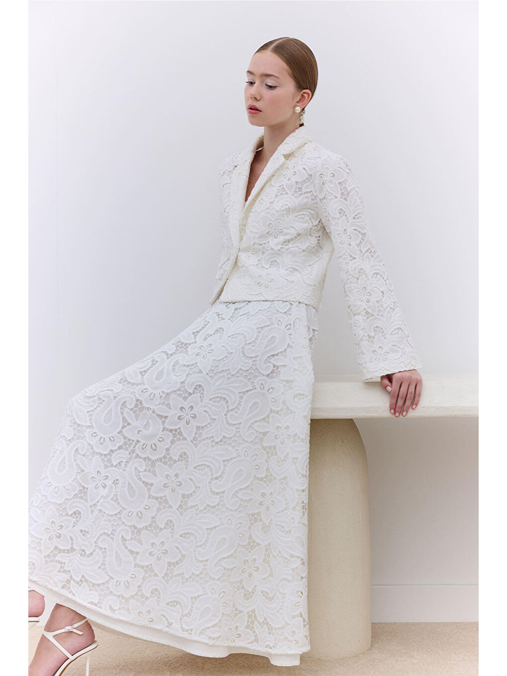 Lımıted Edıtıon Dantel Ceket Ekru-3