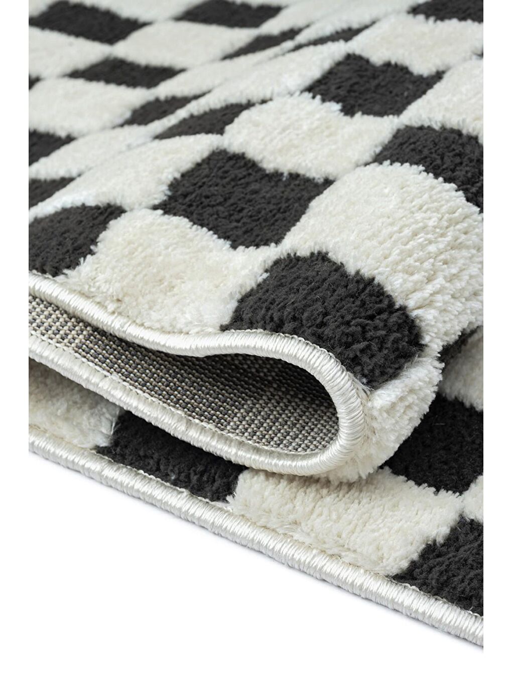 Siyah Jung 7185 Modern Dokuma Yumuşak Post Shaggy Halı-80x300 cm-2