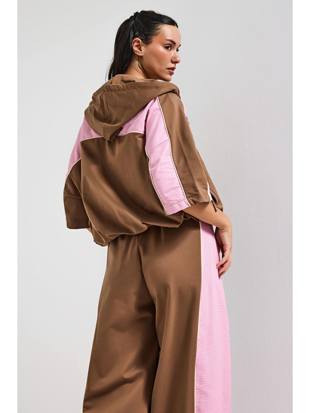 Kahverengi Kadın Kahve Pembe s6-16 Alt Üst 2'li Tasarım Takım-1