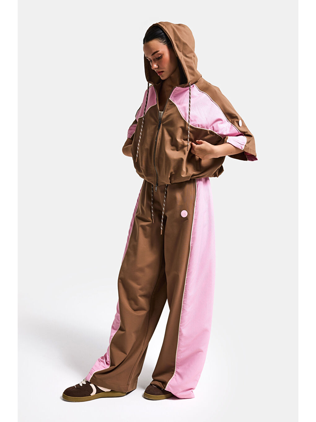 Kahverengi Kadın Kahve Pembe s6-16 Alt Üst 2'li Tasarım Takım-2