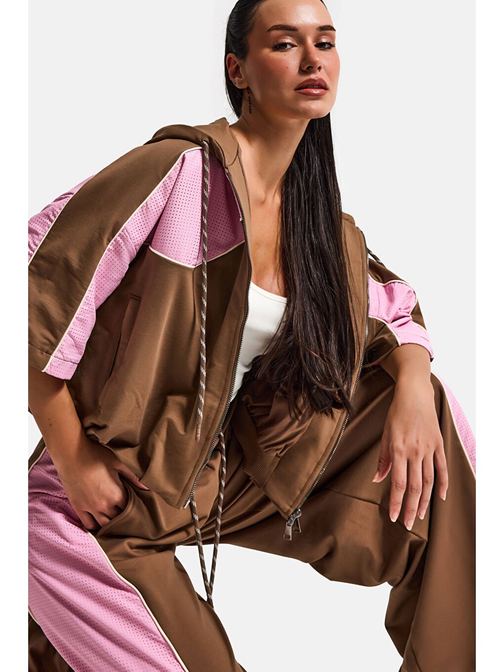 Kahverengi Kadın Kahve Pembe s6-16 Alt Üst 2'li Tasarım Takım-4