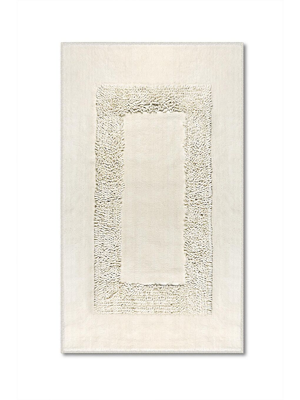 Ekru Melo Doğal Pamuklu 2'li Banyo Paspas & Halı Set 60x100 50x60 Ecru-1