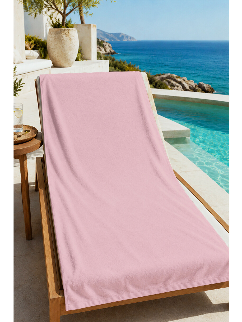 Minimal Düz Pastel Pembe Tek Renk Desenli 70x150 Plaj Havlusu - Dijital Baskılı Banyo Havlusu-3