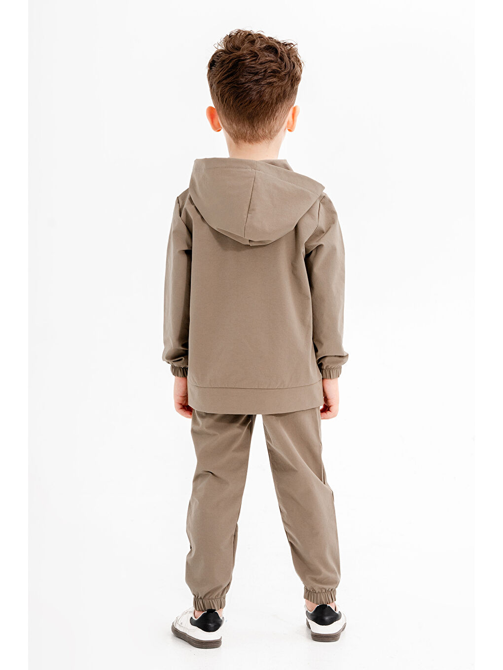 Haki Kanguru Cepli Kapüşonlu Erkek Çocuk Paraşüt Eşofman Takımı 20120-3