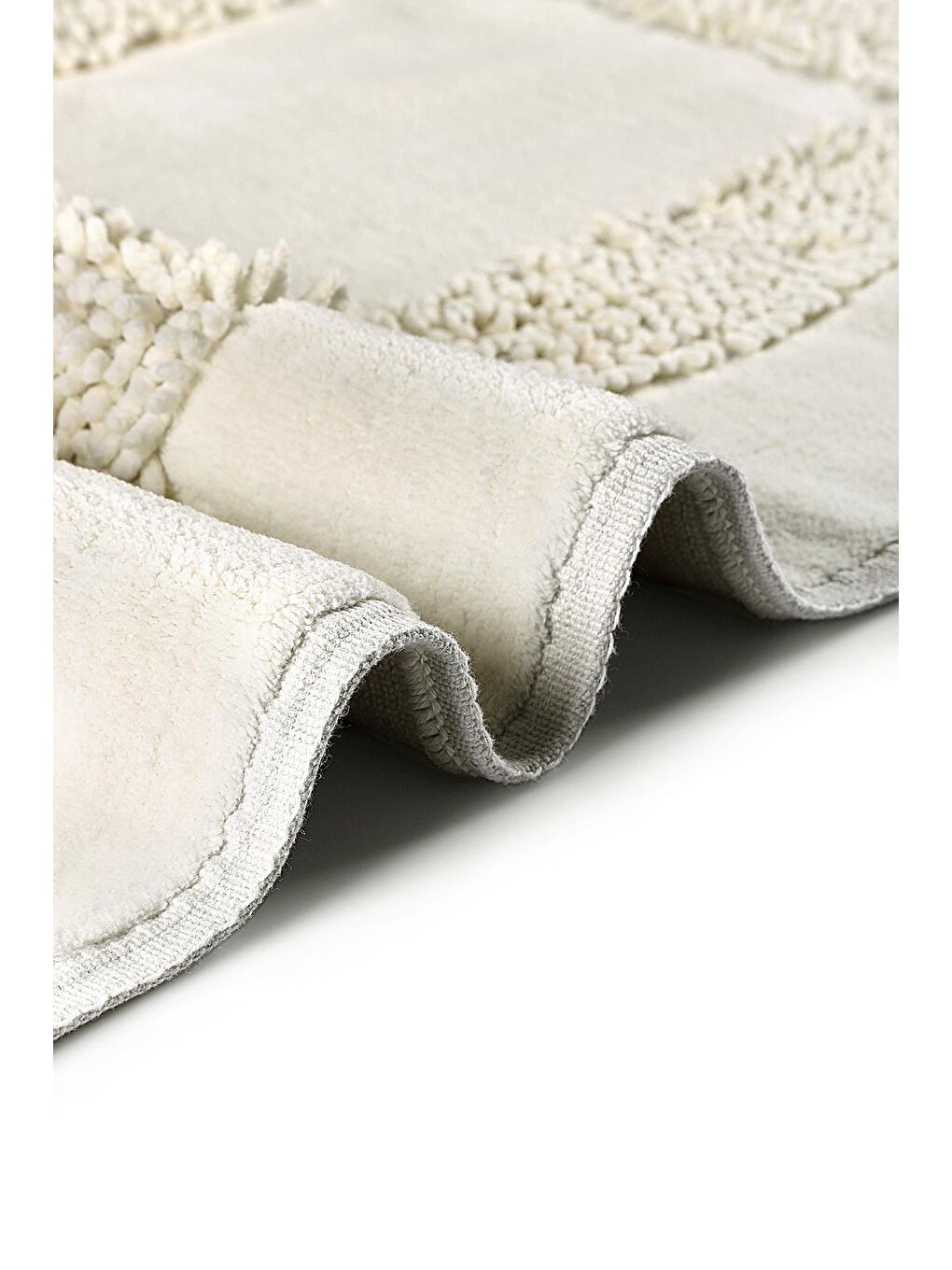Ekru Melo Doğal Pamuklu 2'li Banyo Paspas & Halı Set 60x100 50x60 Ecru-3