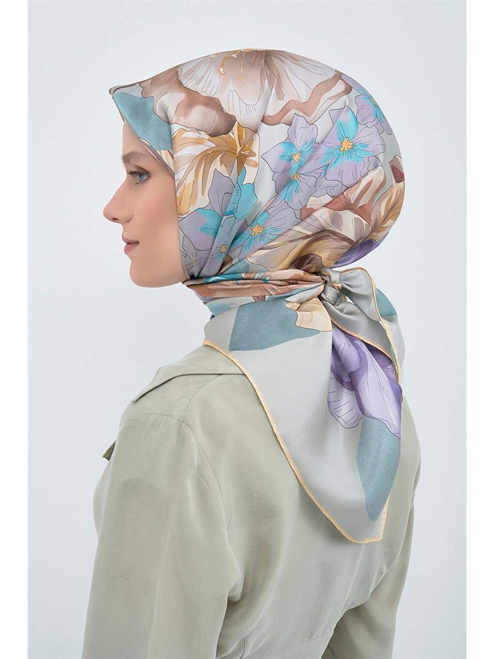 Bej Saf İpek Twill Eşarp 9529d 81-2