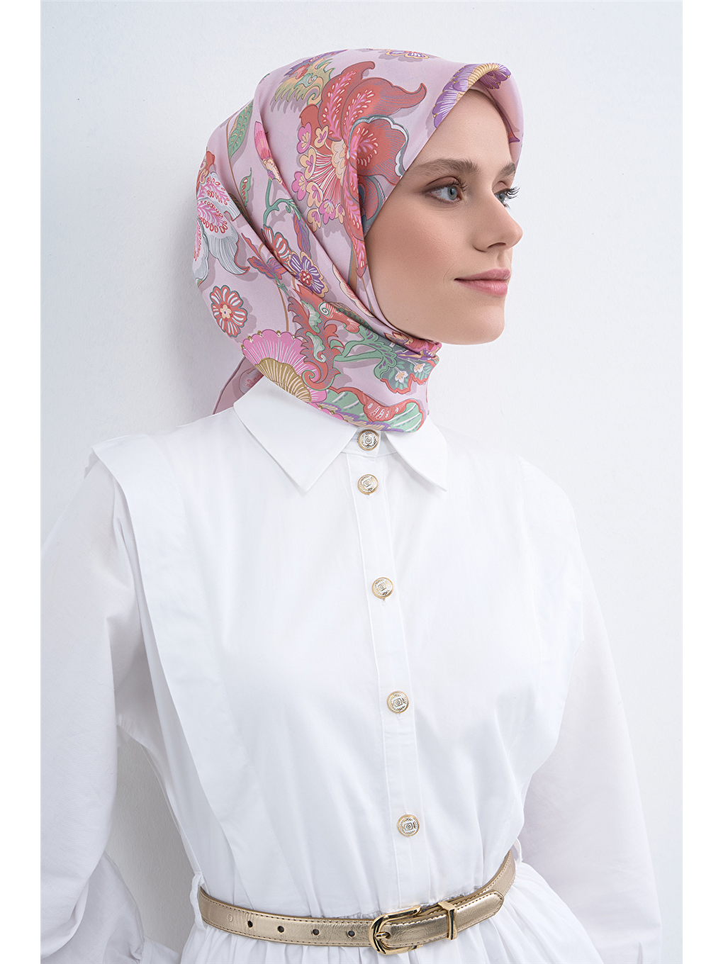 Pembe Saf İpek Sura Eşarp 9523D 06-1