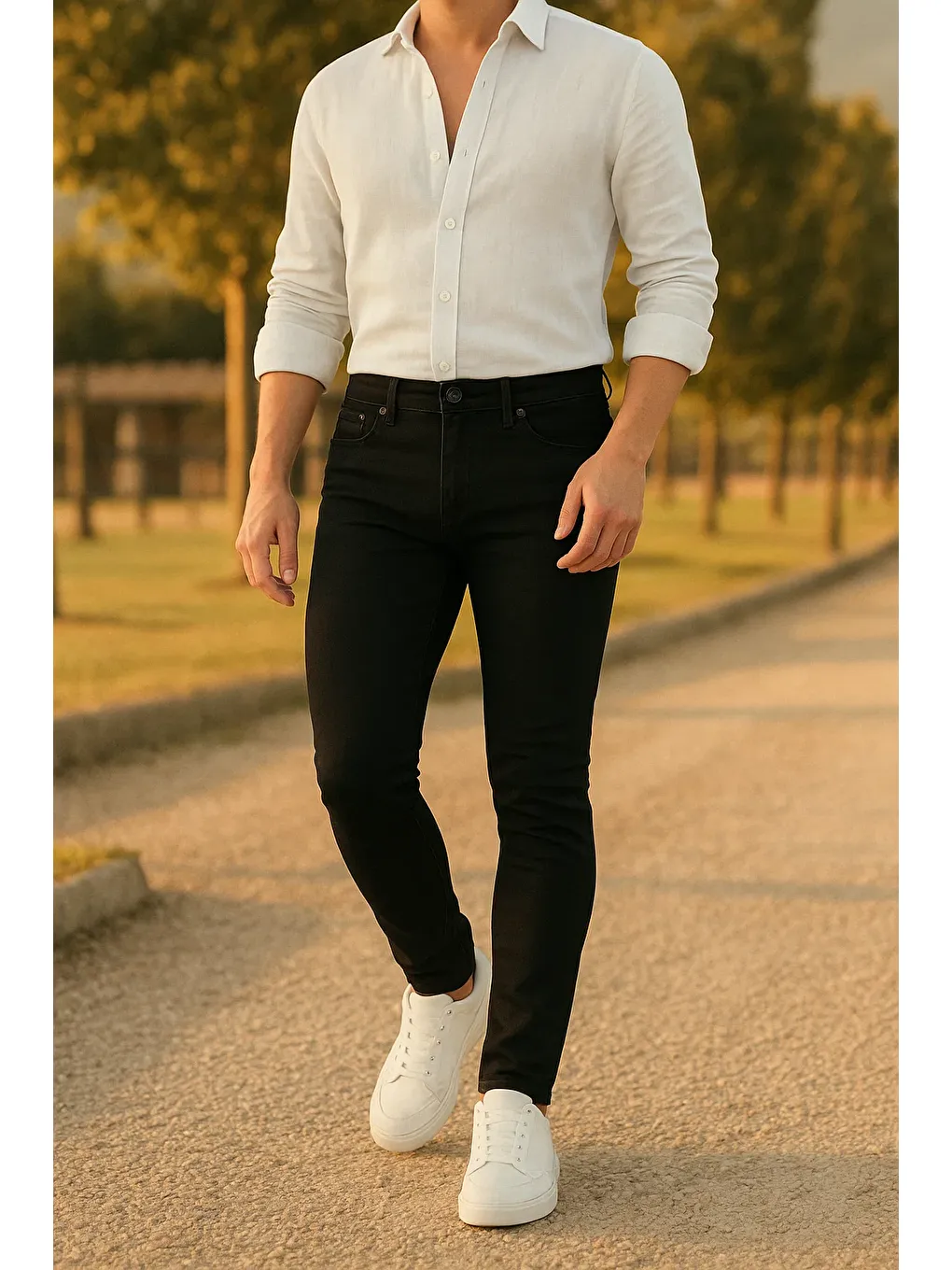 Erkek Trend Slim Fit Siyah Jean Pantolon-2