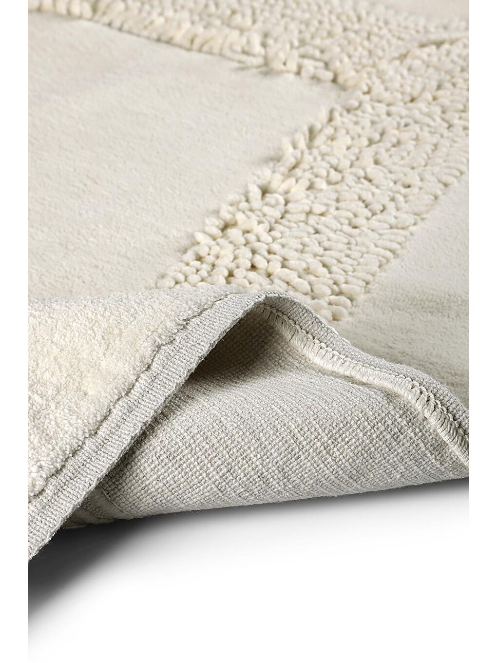 Ekru Melo Doğal Pamuklu 2'li Banyo Paspas & Halı Set 60x100 50x60 Ecru-4