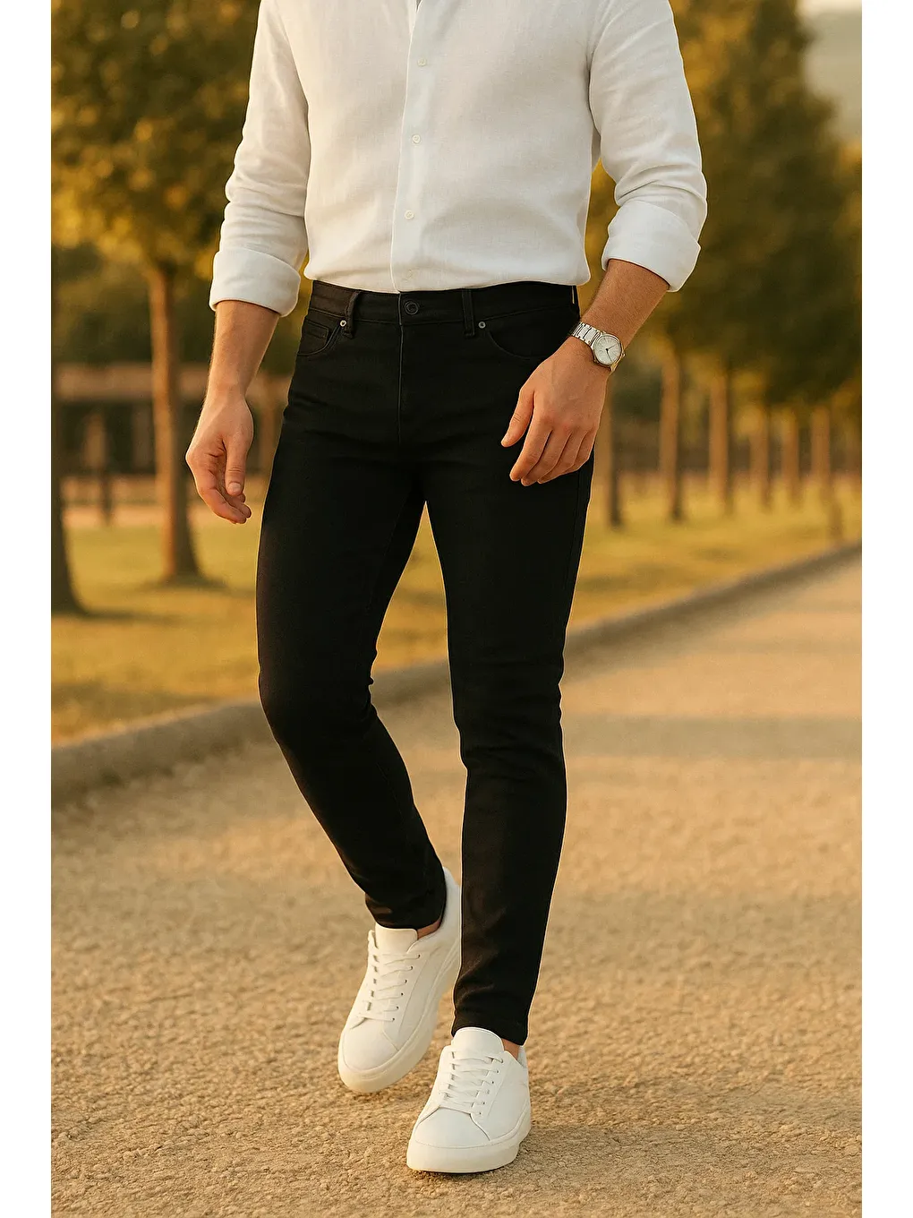 Erkek Trend Slim Fit Siyah Jean Pantolon-3