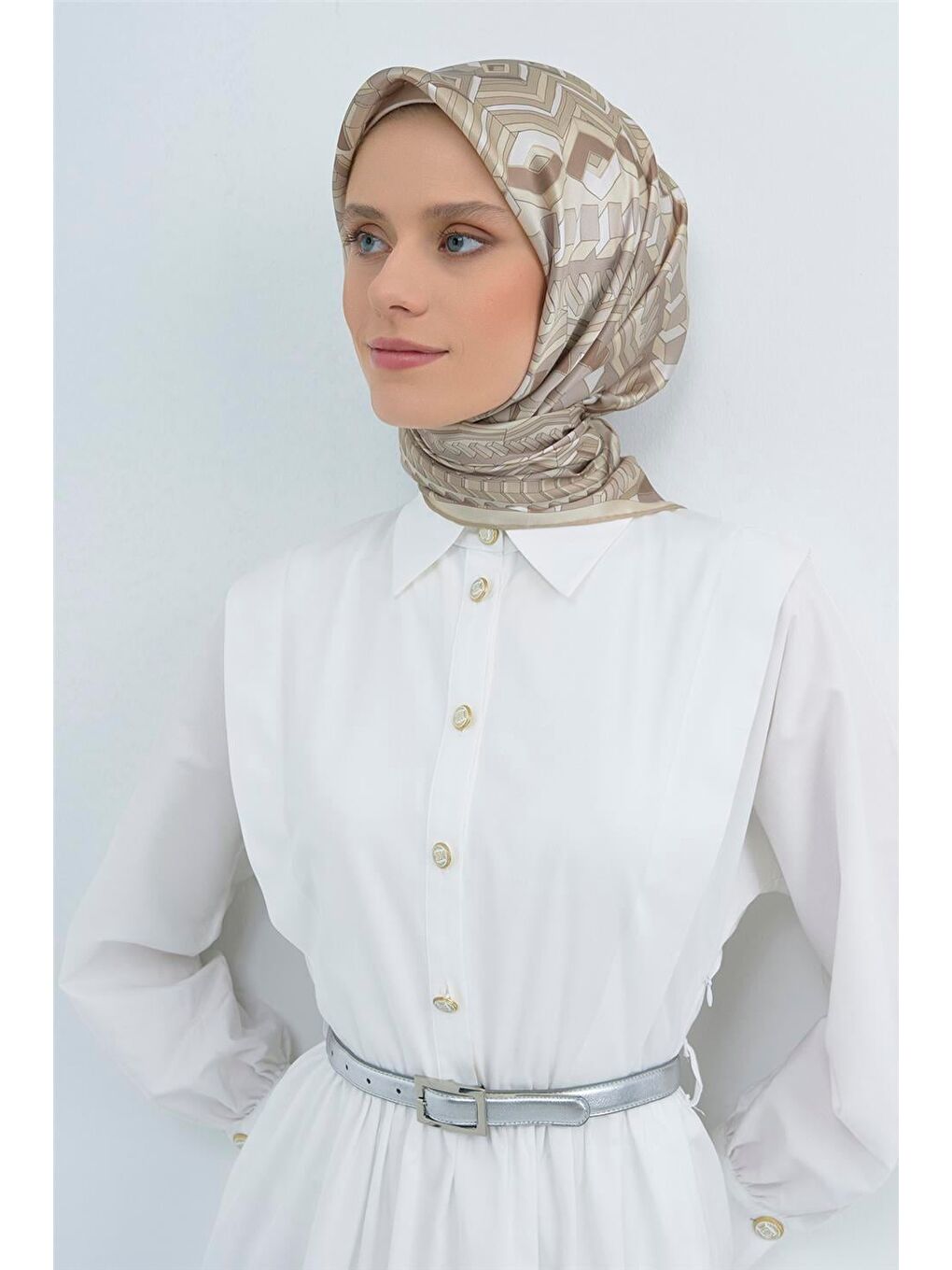 Bej Saf İpek Sura Eşarp 9542D 86-2