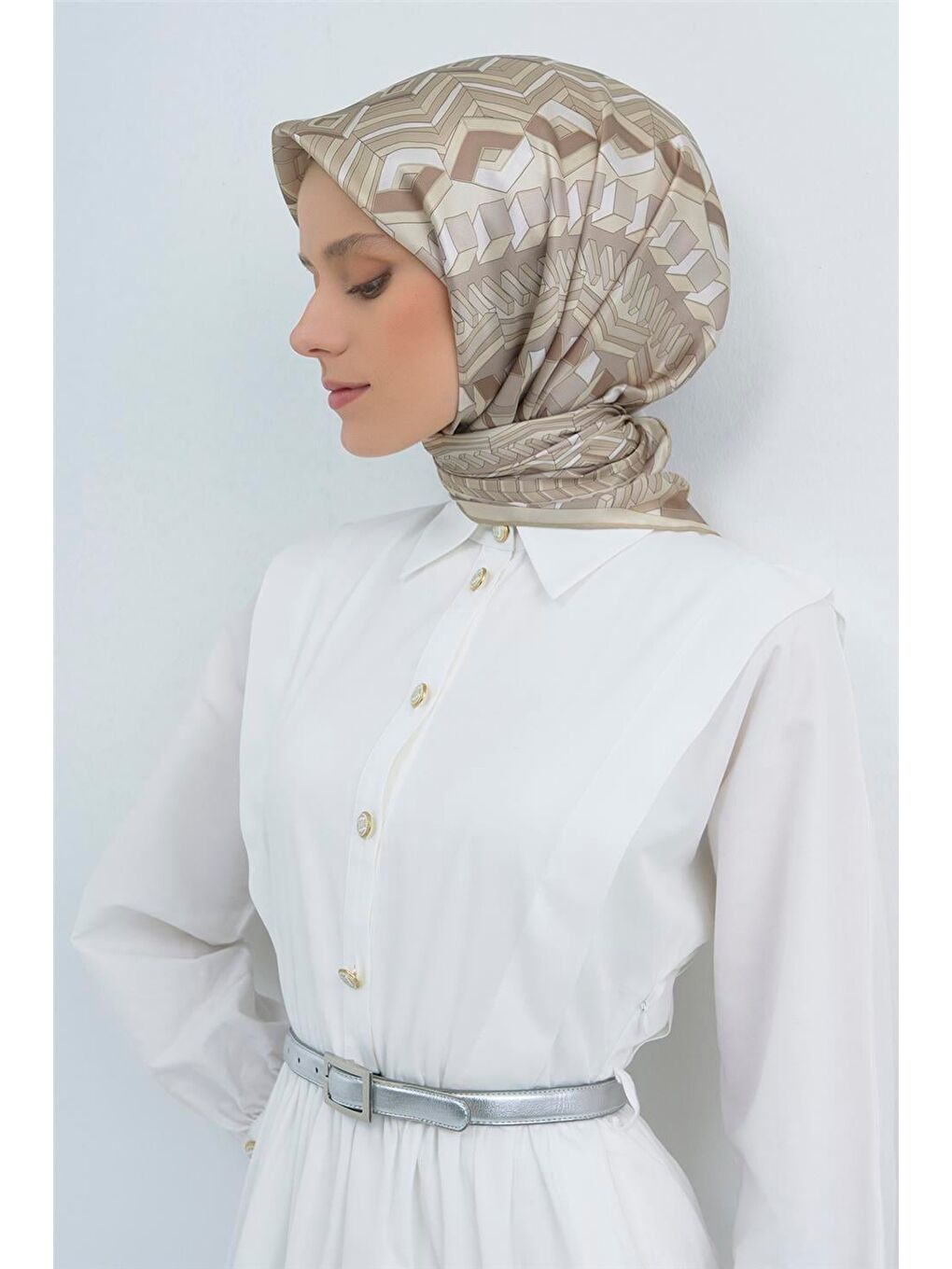 Bej Saf İpek Sura Eşarp 9542D 86-3