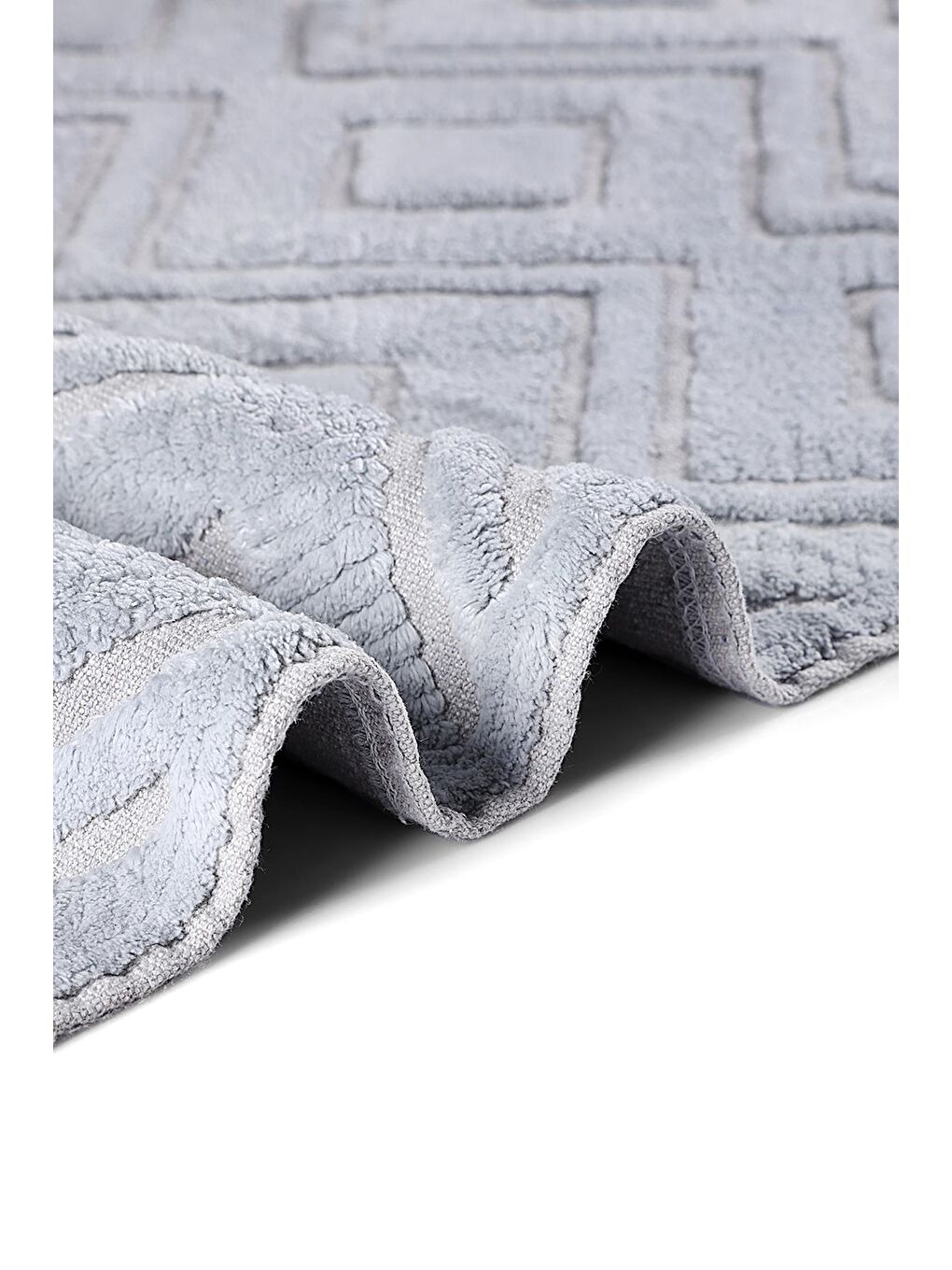 Gri Draco Doğal Pamuklu 2'li Banyo Paspas & Halı Seti 60x100 50x60 Grey-3