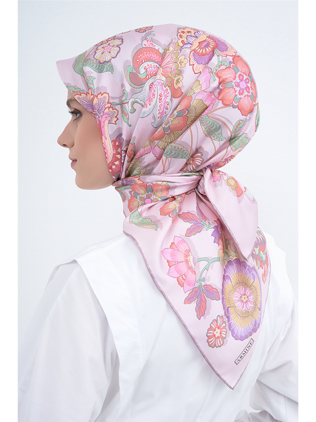 Pembe Saf İpek Sura Eşarp 9523D 06-3