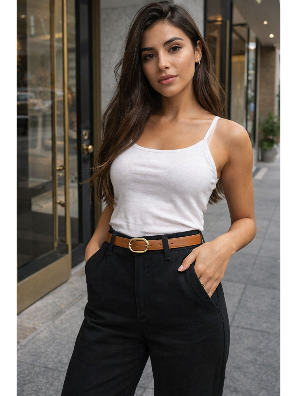 Kahverengi Oval Tokalı Kahve İnce Kadın Kemeri Ceket Kemeri, Gömlek Kemeri, Elbise Kemeri KMR005 KAHVERENGI