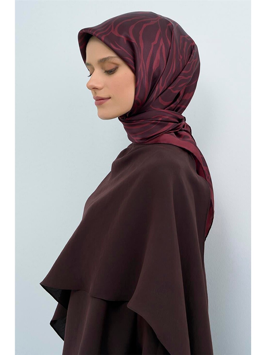 Bordo Saf İpek Twill Eşarp 9511d 50-1