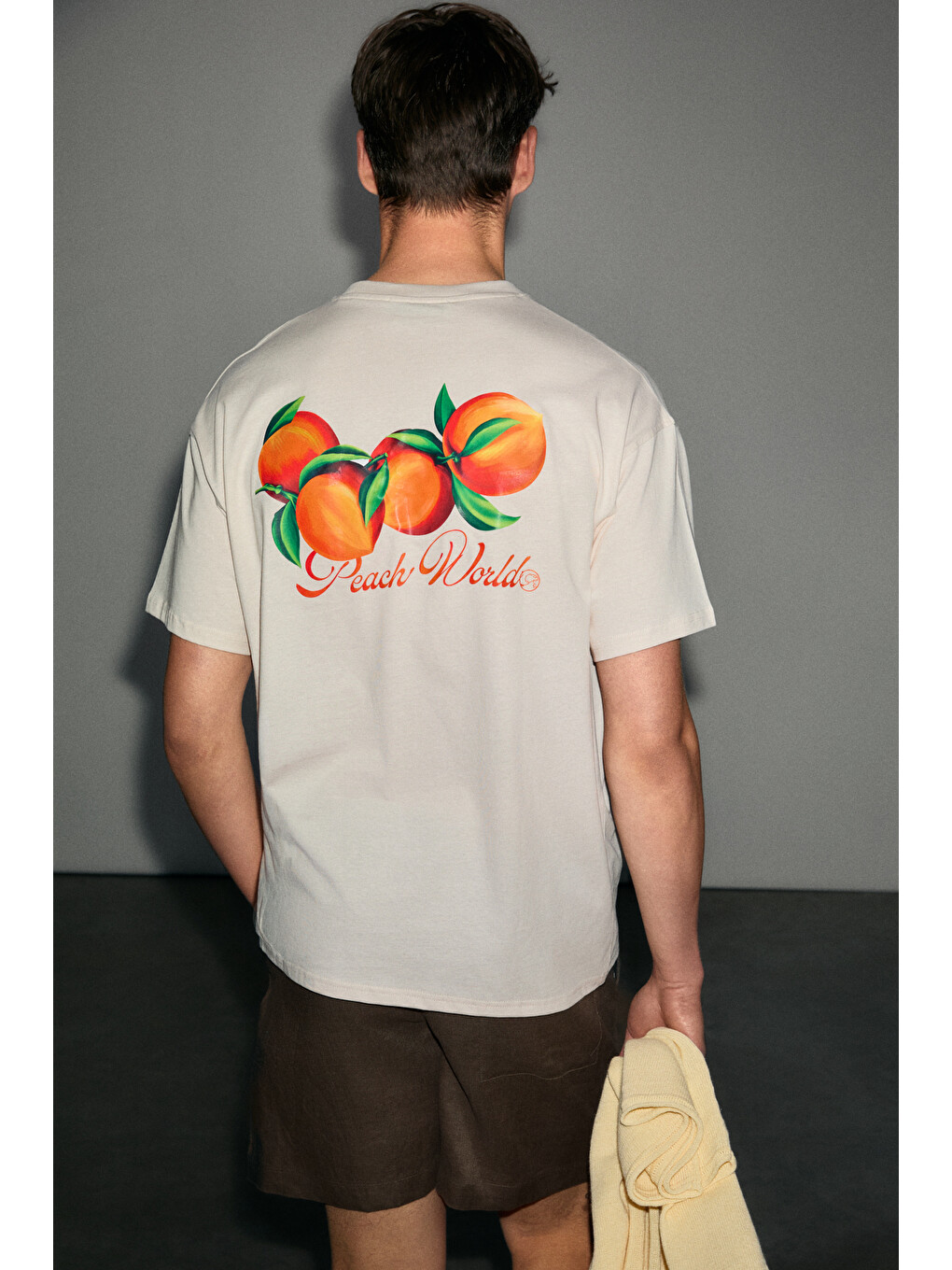 Bej FILIERO Erkek %100 Organik Pamuklu Baskı Detaylı Yuvarlak Yaka Regular Fit VANİLYA T-Shirt-4