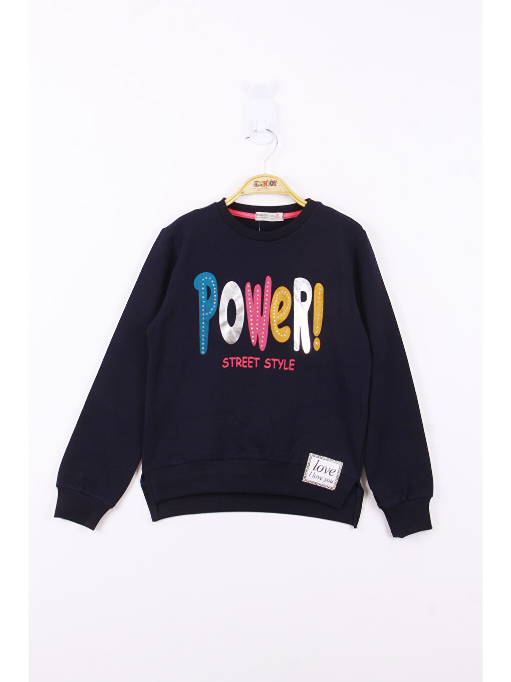 Lacivert Kız Çocuk Power Renkli Baskılı Sweatshirt