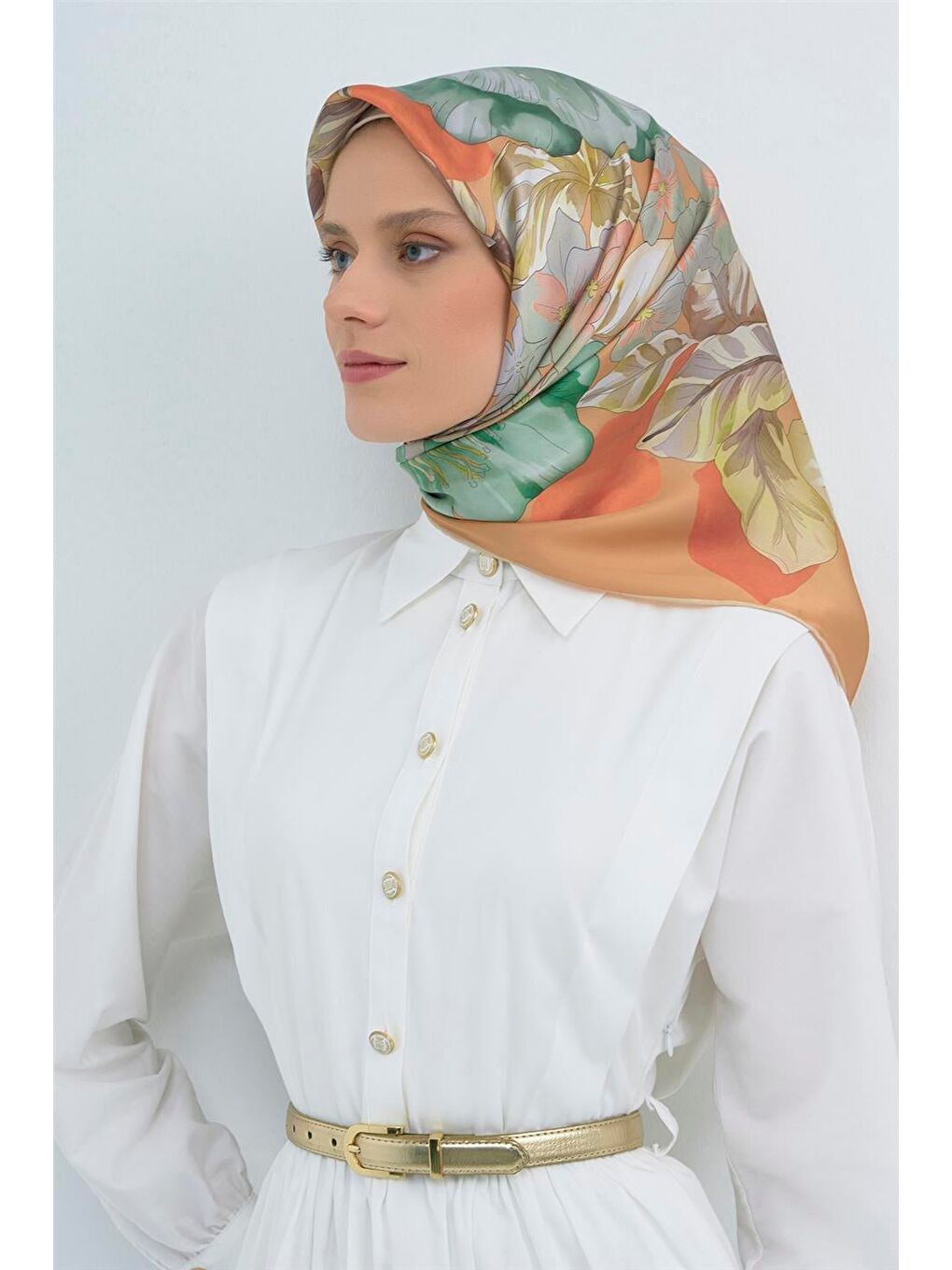 Turuncu Saf İpek Twill Eşarp 9529D 85