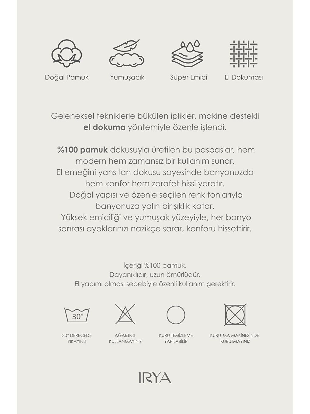 Mistic Tekli Banyo Paspası %100 Pamuk 70x110 Kahverengi-2