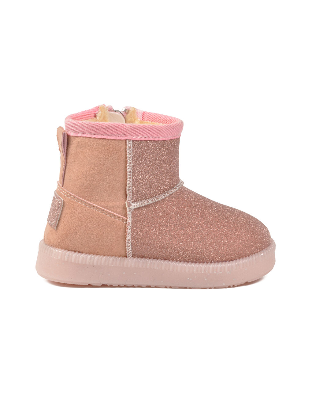Pembe Simli İçi Kürklü Fermuarlı Bebek Bot 1212 B
