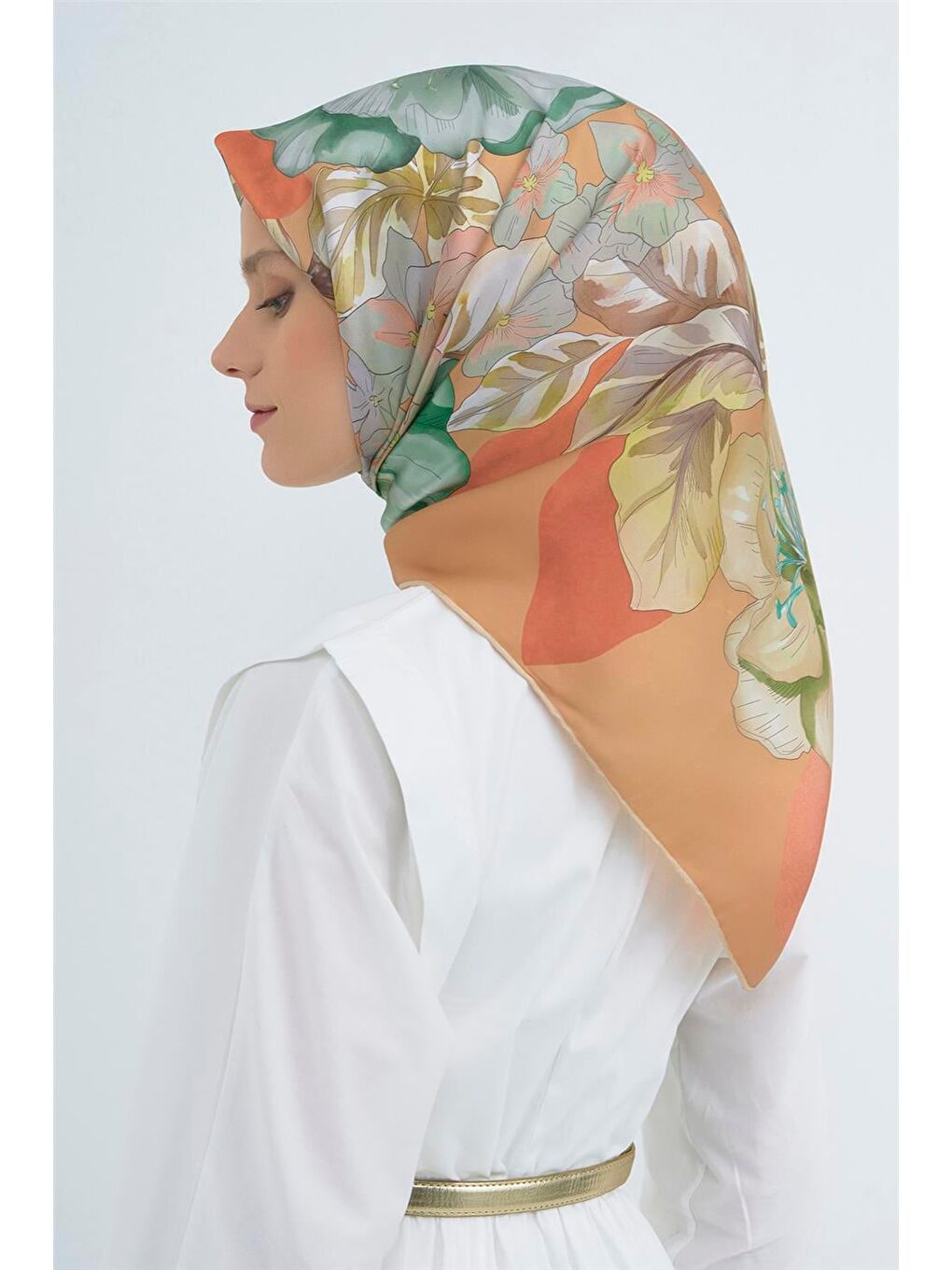 Turuncu Saf İpek Twill Eşarp 9529D 85-2