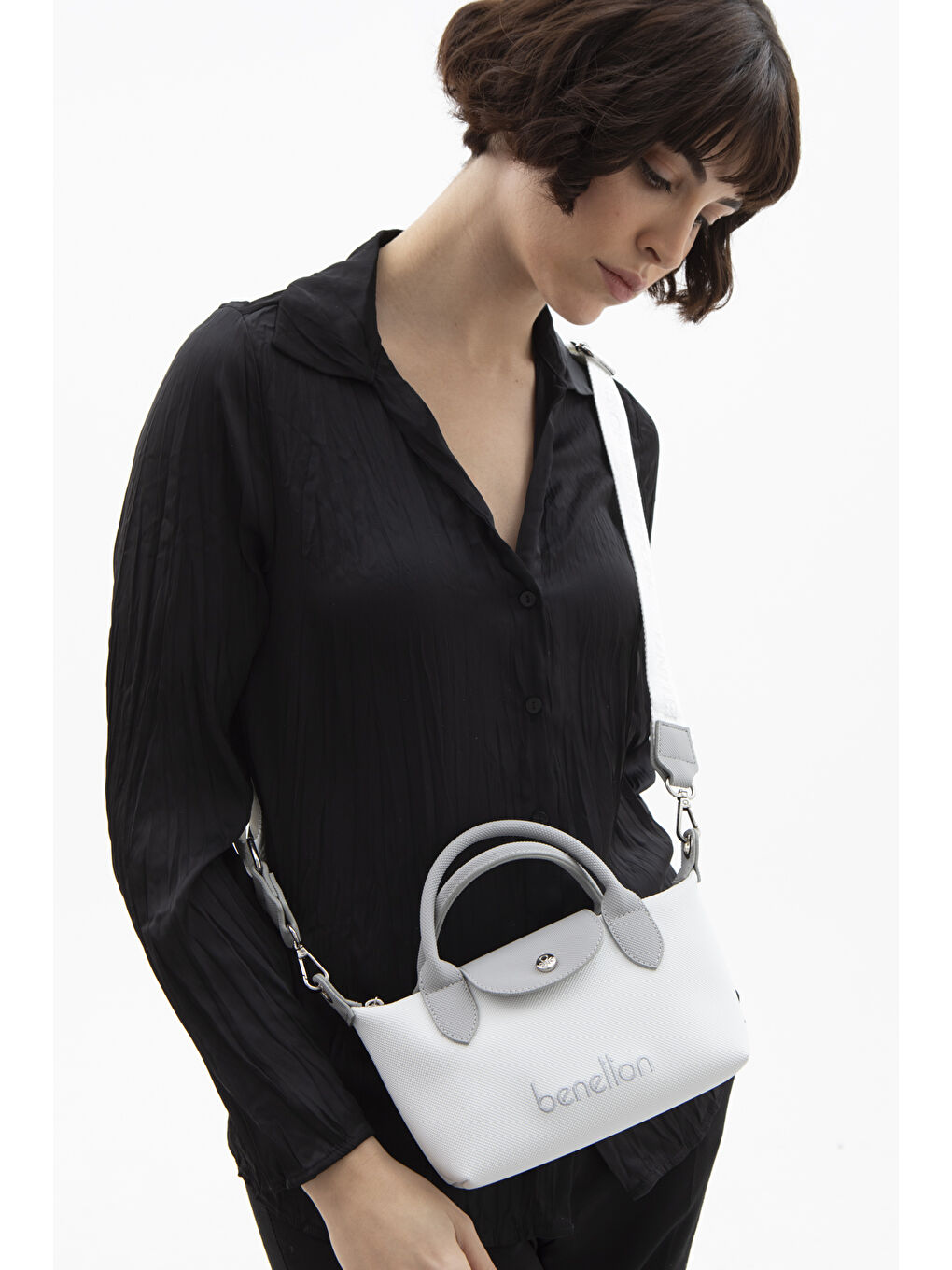 Kadin Çapraz Çanta Beyaz-A.gri̇ BNT1601-1