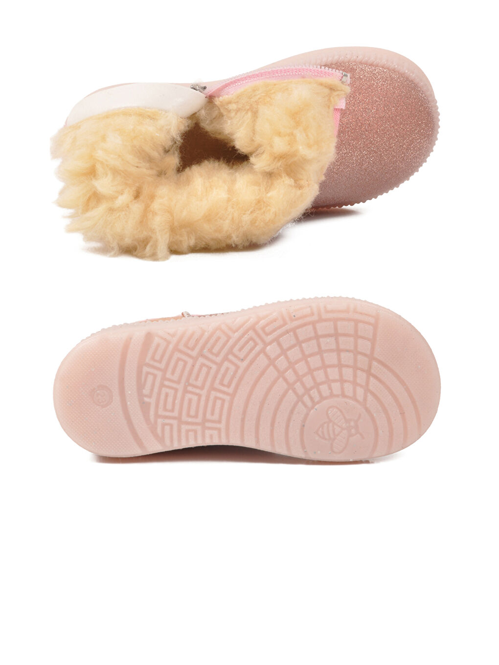 Pembe Simli İçi Kürklü Fermuarlı Bebek Bot 1212 B-4