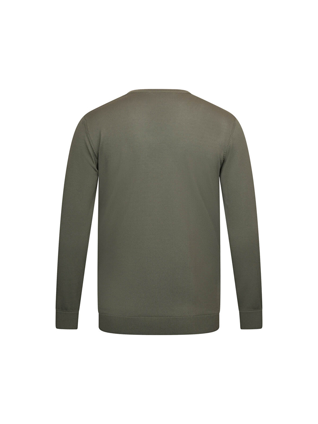 Haki Regular Fit Bisiklet Yaka Rayon Triko Kazak-1