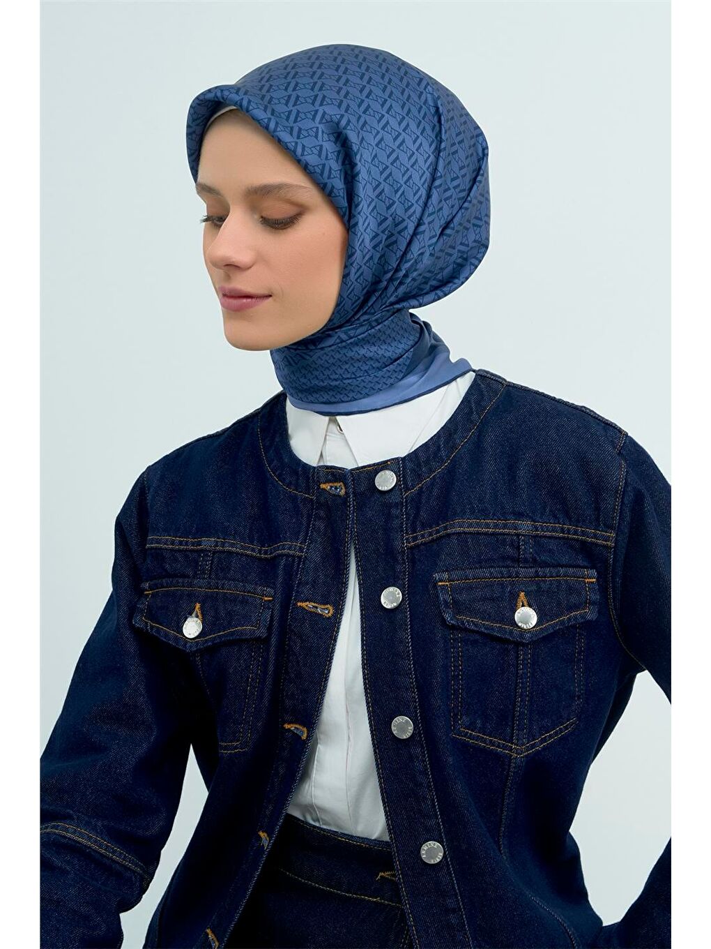 İndigo Saf İpek Twill Eşarp 9502D 08-1