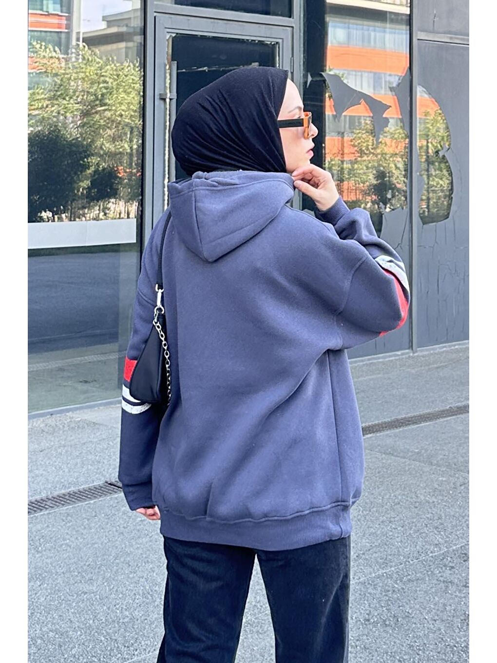 Gri Go Baskılı Üç İplik Sweat Füme-3