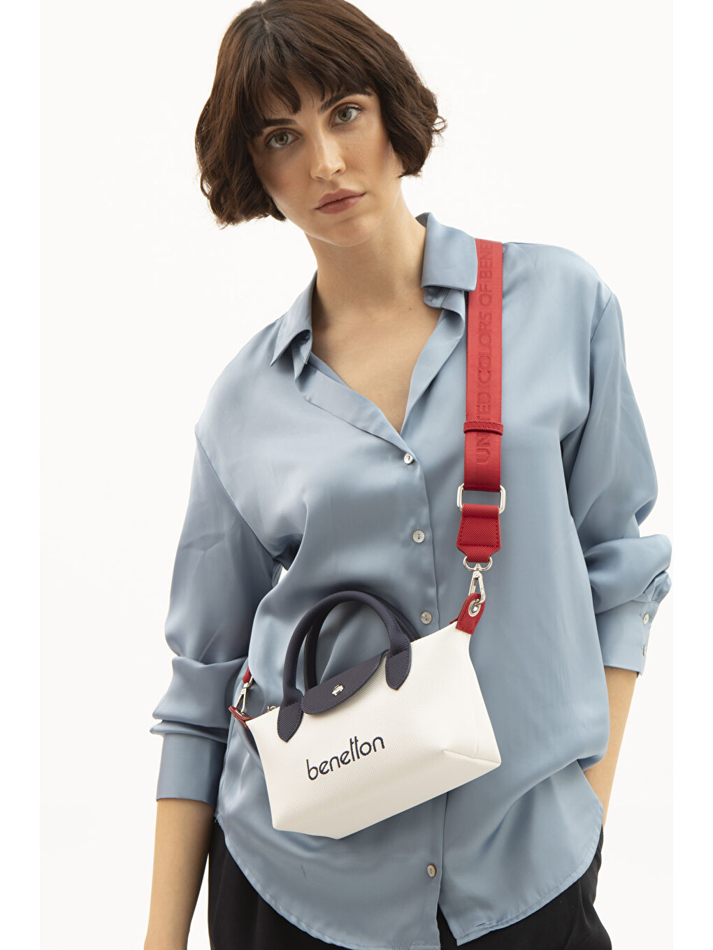 Kadin Çapraz Çanta Beyaz-Laci̇-Kirmizi BNT1607-1