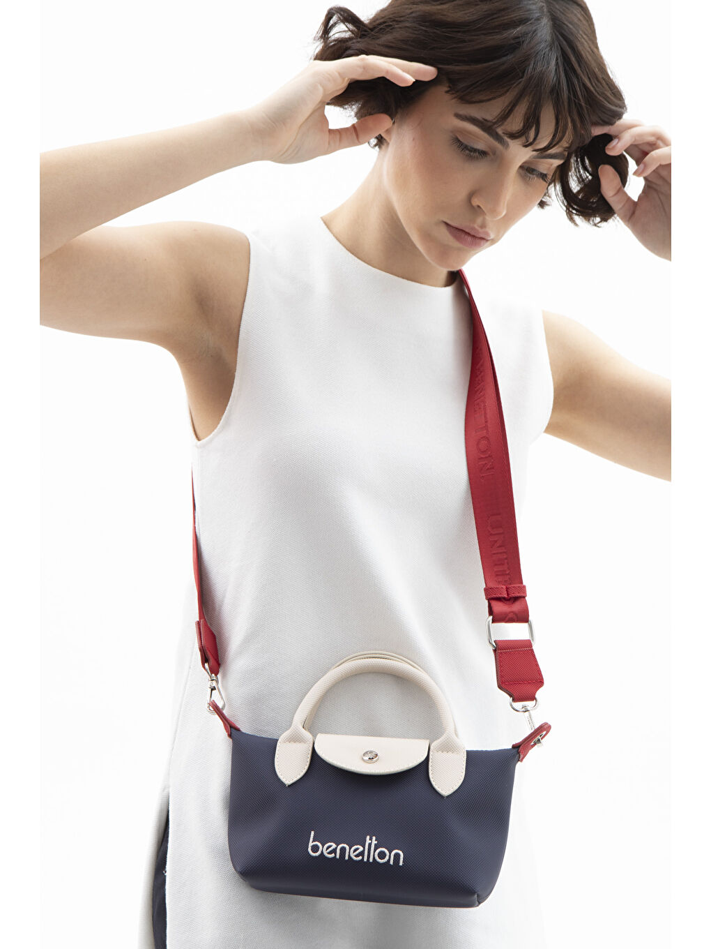 Lacivert Kadin Çapraz Çanta Laci̇-Bej-Kirmizi BNT1607-1