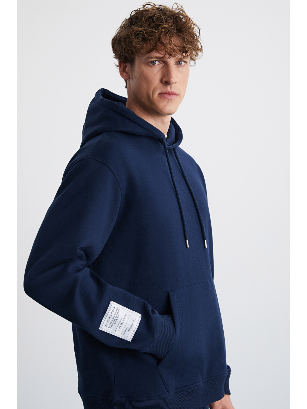 Ashbourne Erkek Oversize Fit Kanguru Cepli Lastikli Paça Kol Etiket Detaylı Lacivert Eşofman Takımı-3