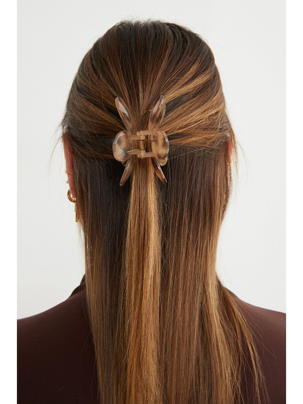 Bej Leopar Desenli Çiçek Mandal Toka-2