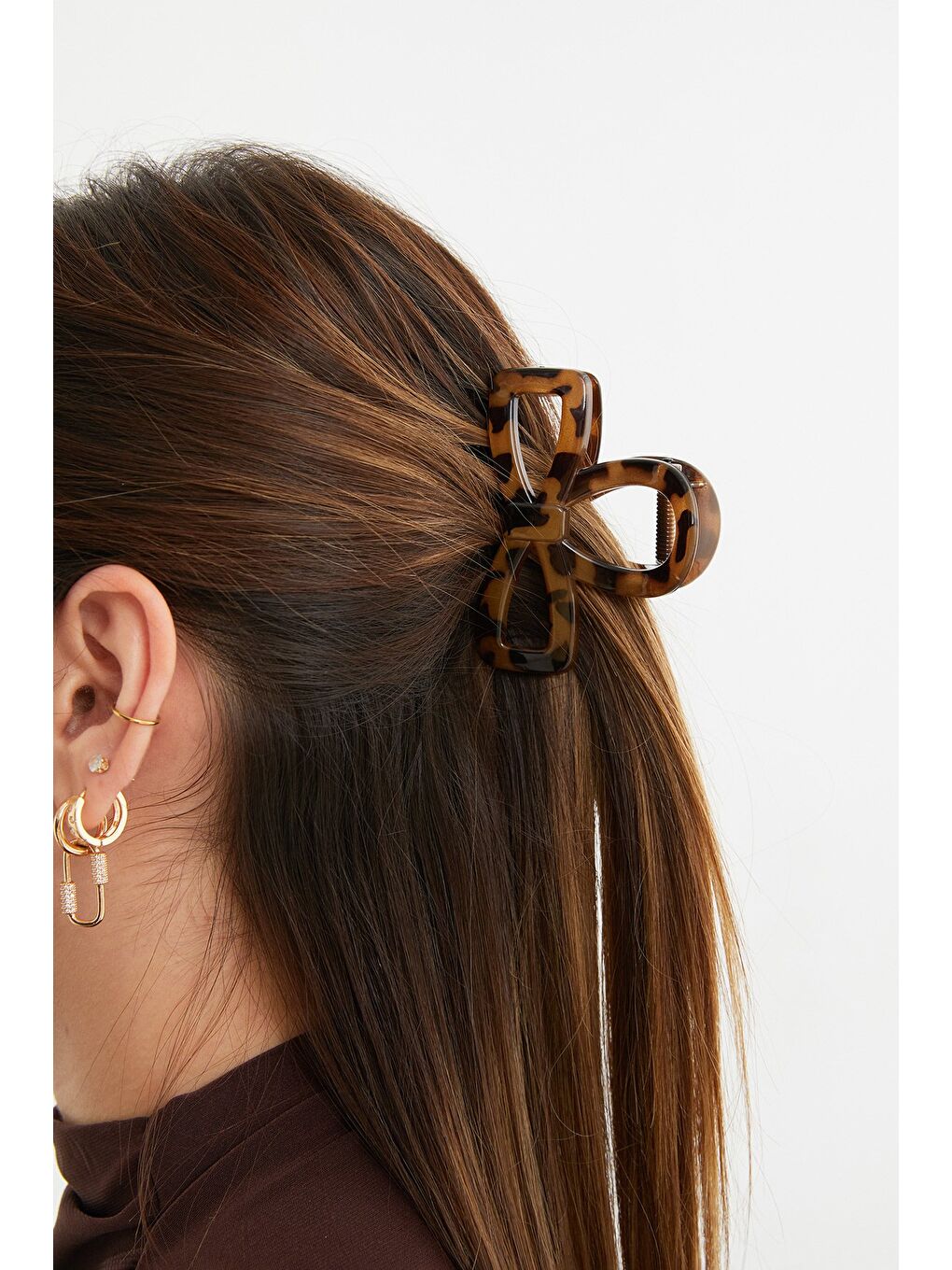 Kahverengi Leopar Desenli Fiyonk Mandal Toka-1