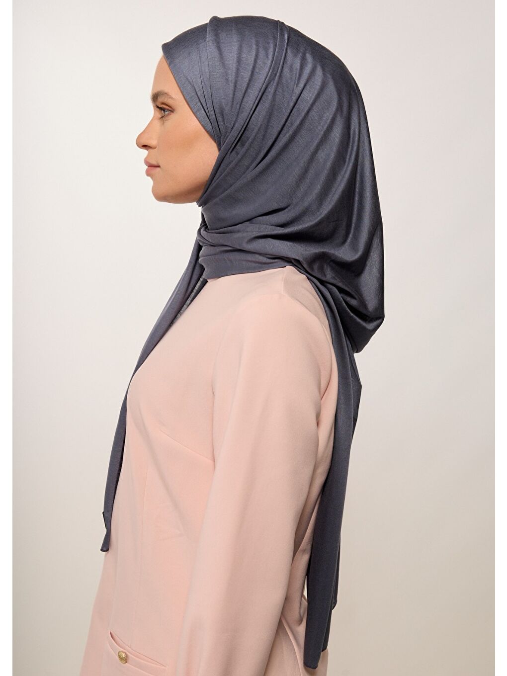 Tesettür Şal - Antrasit Penye-3
