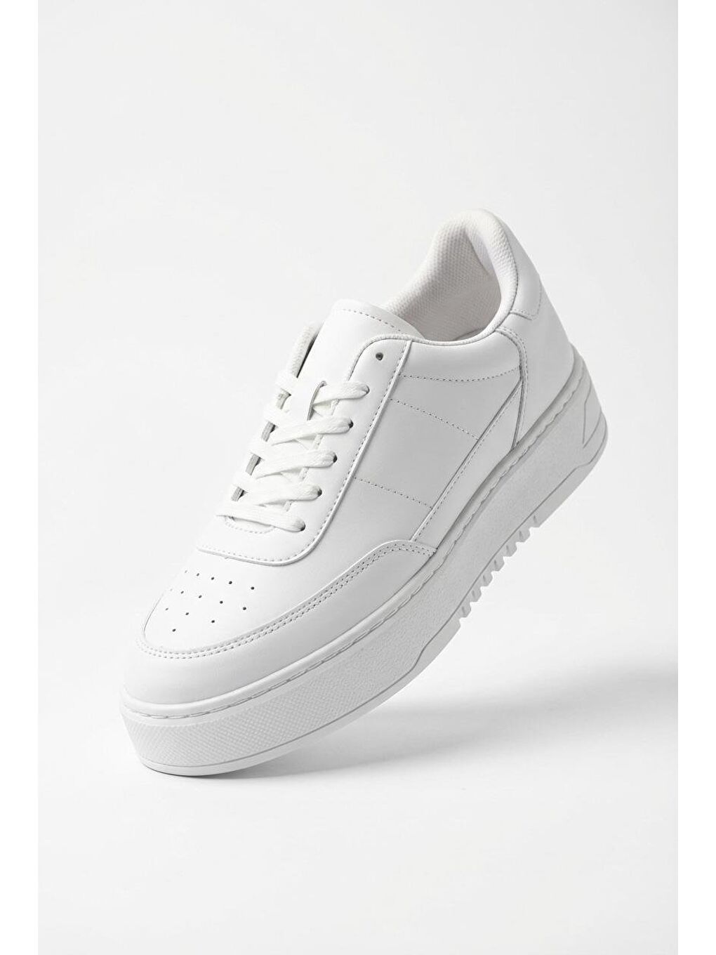 Erkek Yüksek Tabanlı Bağcıklı Spor Ayakkabı Beyaz-1