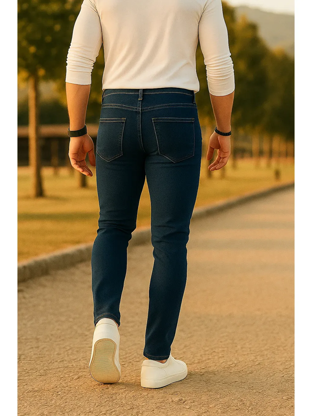 Erkek Trend Slim Fit Lacivert Jean Pantolon-4