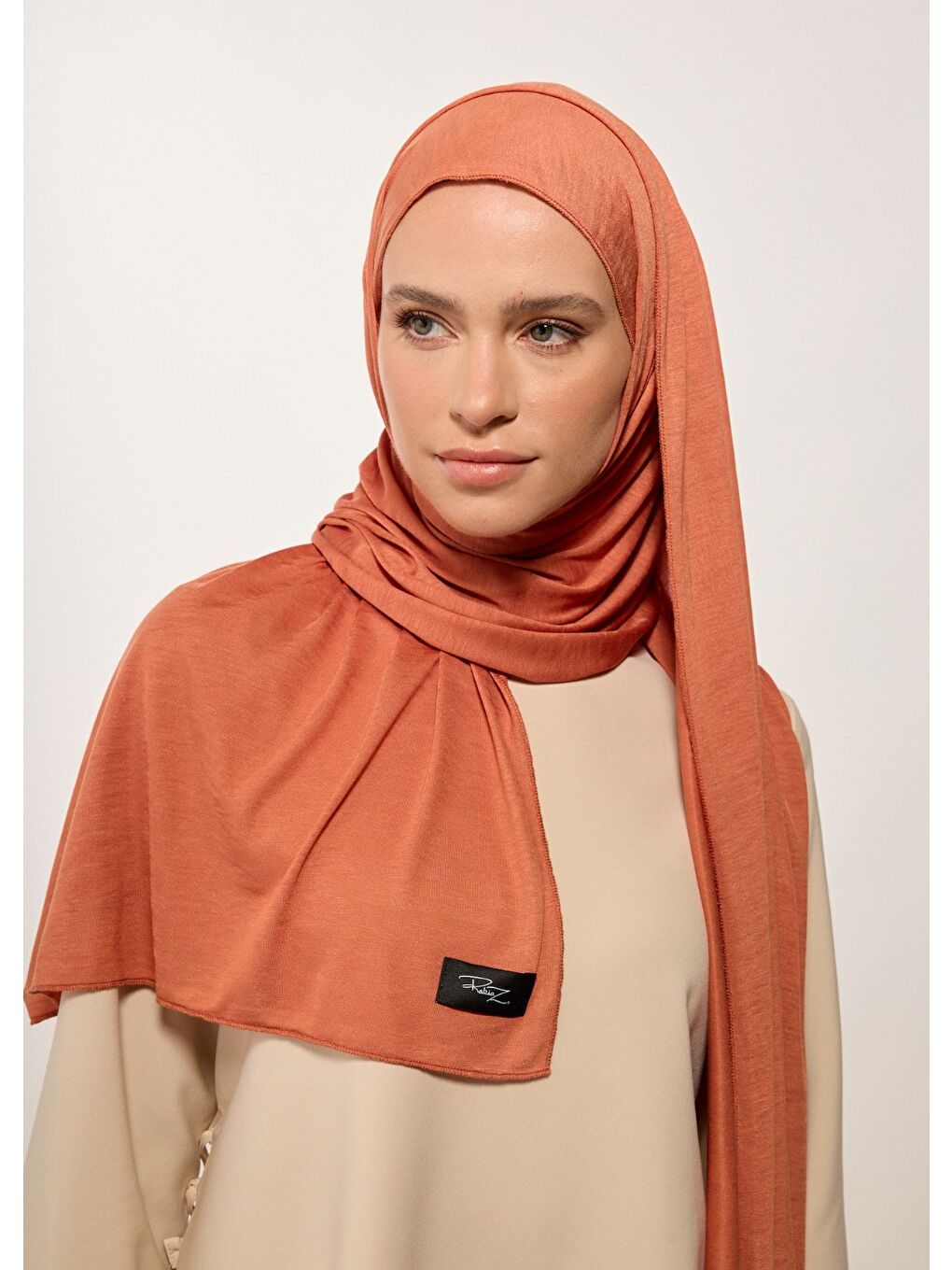 Turuncu Tesettür Şal - Rust Penye-2