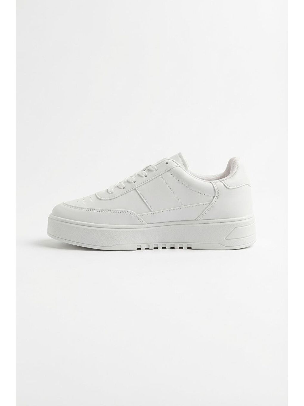 Erkek Yüksek Tabanlı Bağcıklı Spor Ayakkabı Beyaz-3