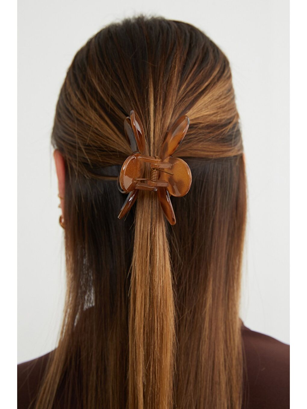 Kahverengi Leopar Desenli Çiçek Mandal Toka-2